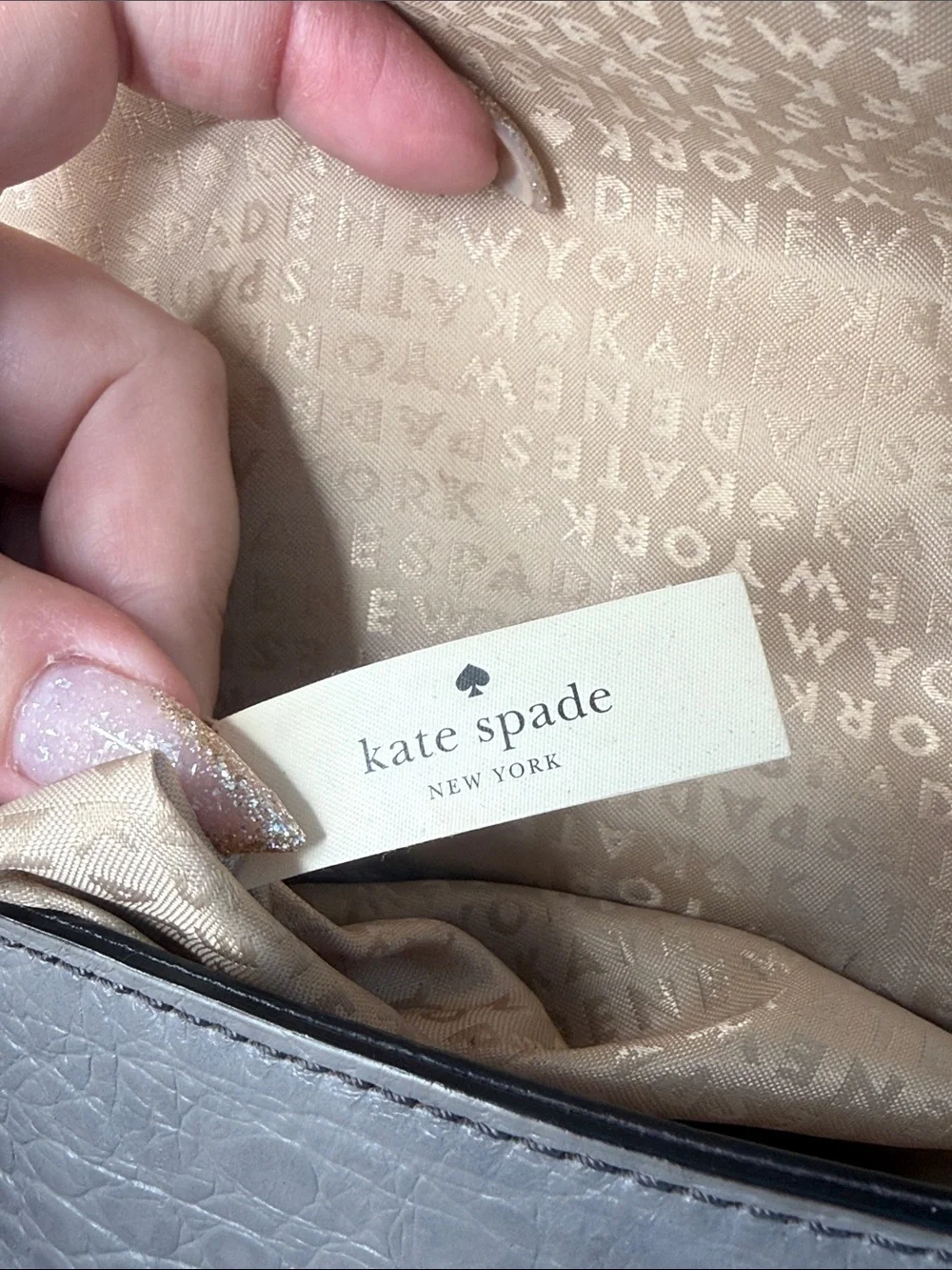 Kate Spade NY Orchard Valley Sinclair Crocodile Leather Shoulder Large “Putty”